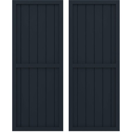 Ekena Millwork Americraft 6-Board Exterior Wood 2 Equal Panel Framed Board-n-Batten Shutters, ARW101BF621X82OBH, PR ARW101BF621X82OBH